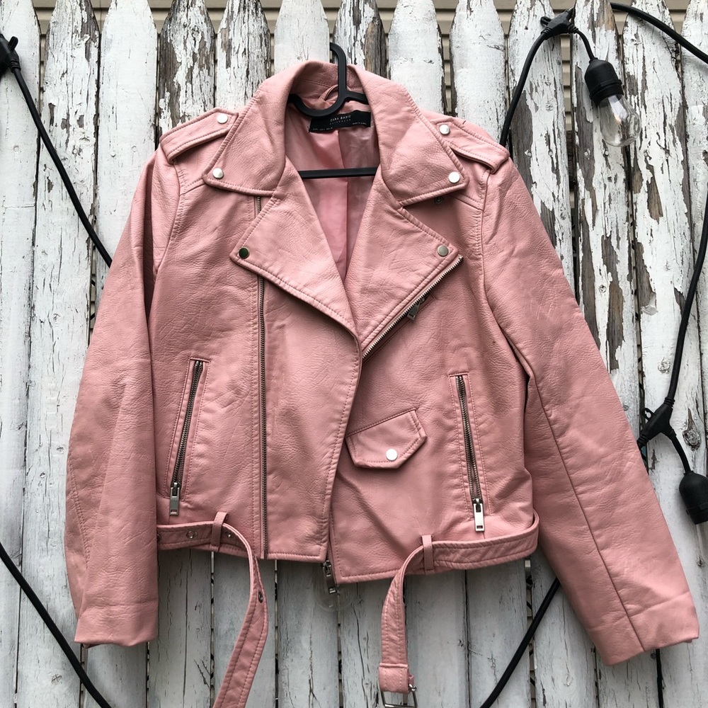 Blush pink Zara faux leather jacket